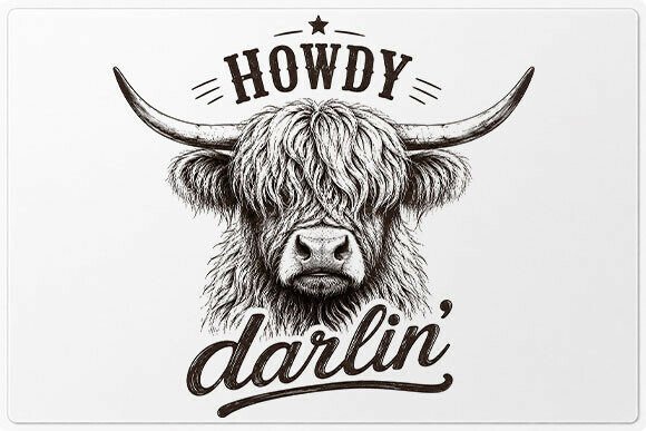 Download Howdy Darlin Highland Cow PNG - Premium Bundle