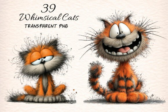 Download Whimsical Cats Clipart Mega Pack - Mega pack Collection
